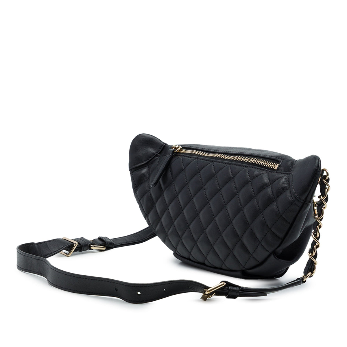 Chanel Quilted Lambskin Classic Bi Waist Bag — Black