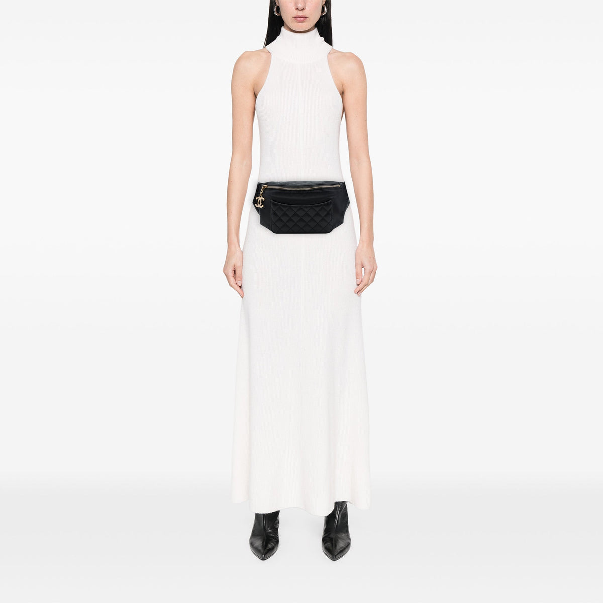 Chanel Quilted Lambskin Classic Bi Waist Bag — Black