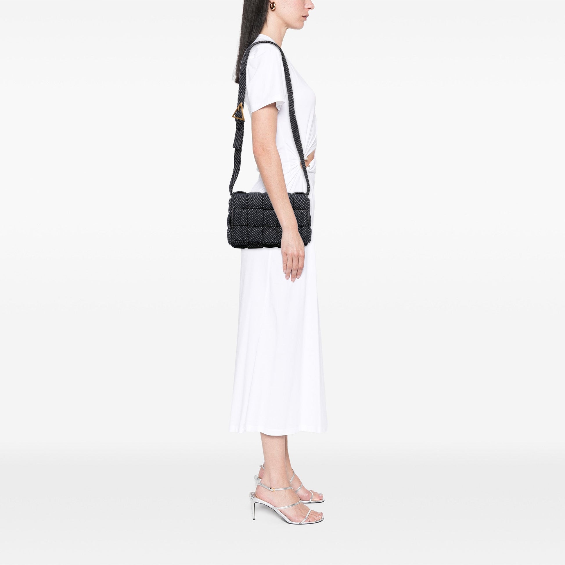 Bottega Veneta Denim Intrecciato Cassette Padded Crossbody