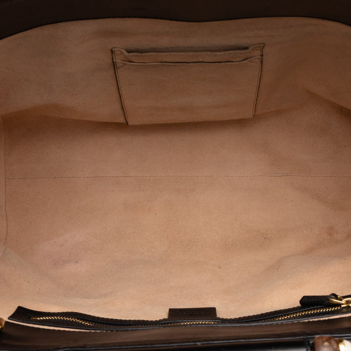 Gucci Medium Leather Bamboo Nymphaea Satchel — Black