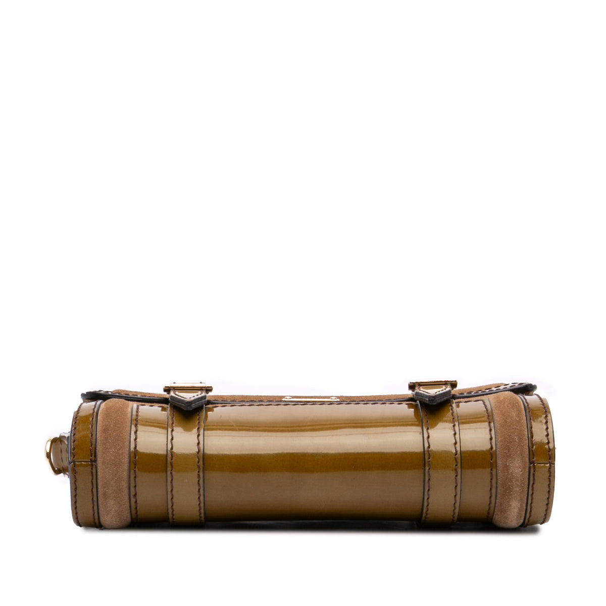 Burberry Patent and Suede Trimmed Bridle Crossbody