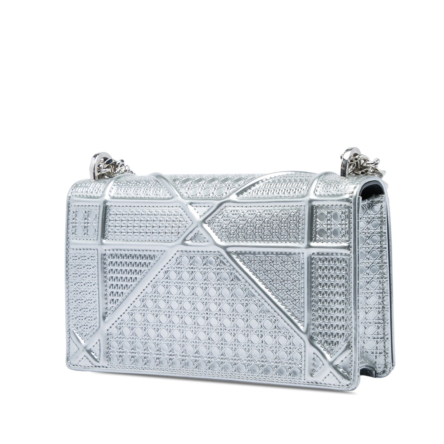 Dior Mini Metallic Patent Microcannage Diorama Flap