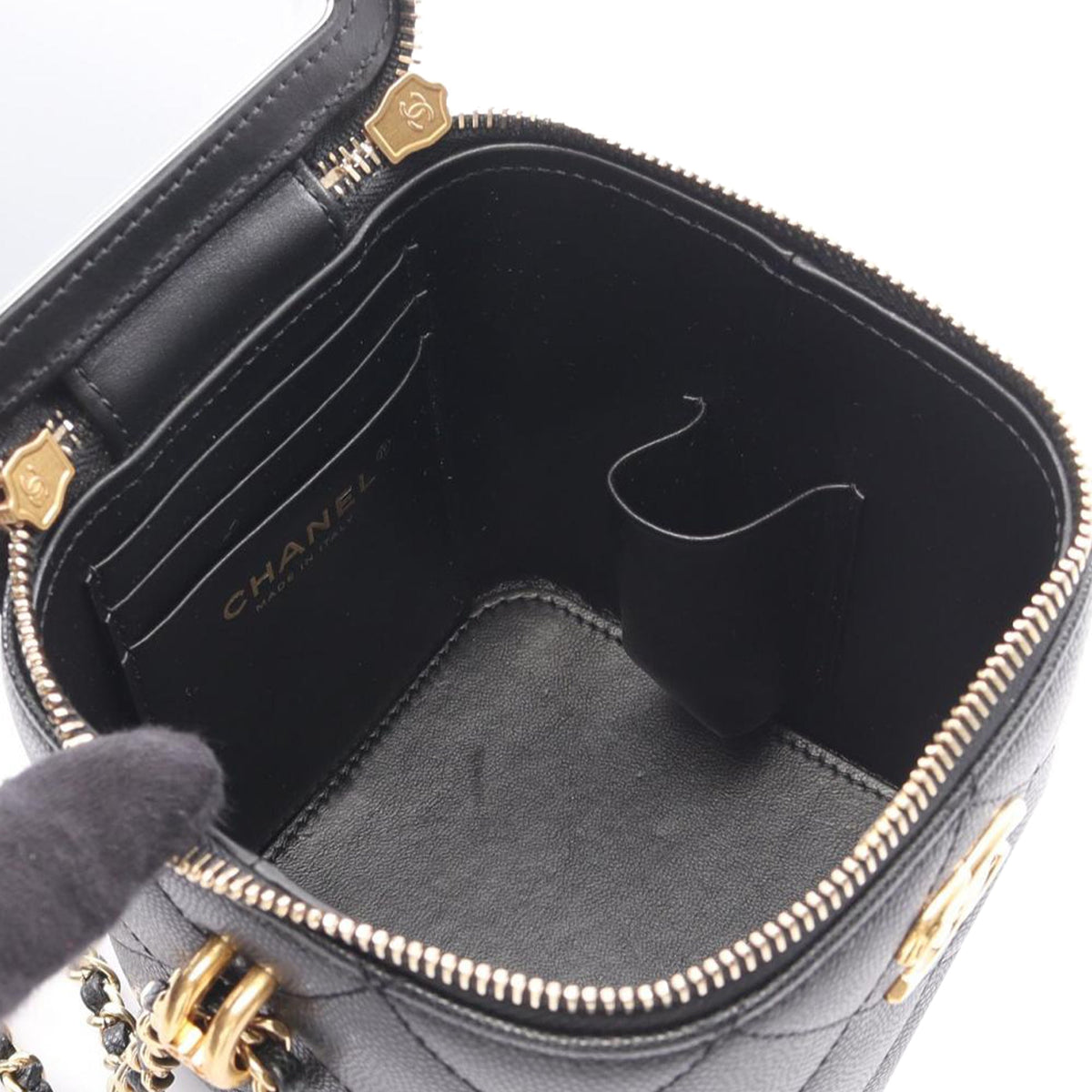 Chanel Small Caviar Coco Beauty Vertical Vanity Case