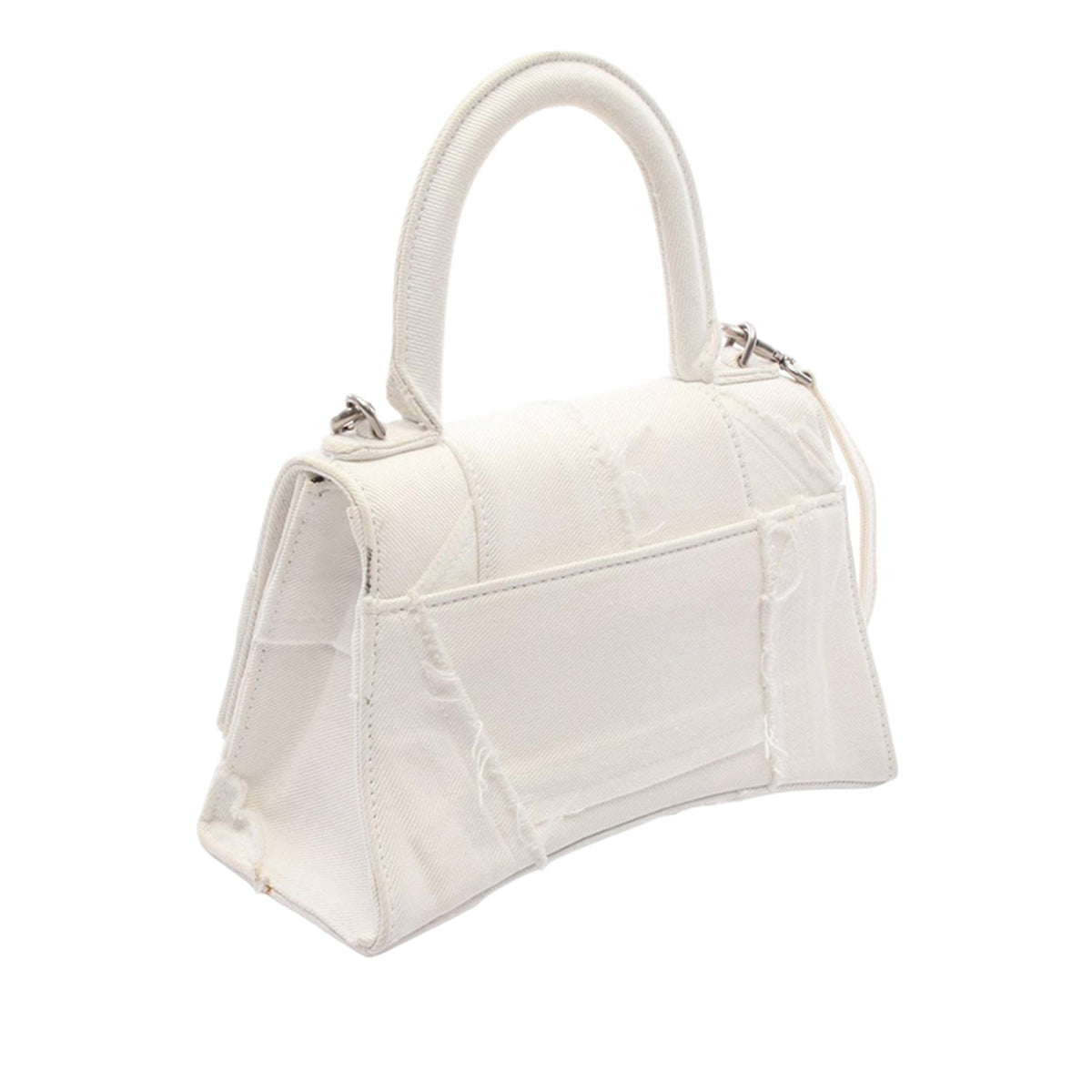 Balenciaga Small Denim Hourglass Top Handle Bag — White