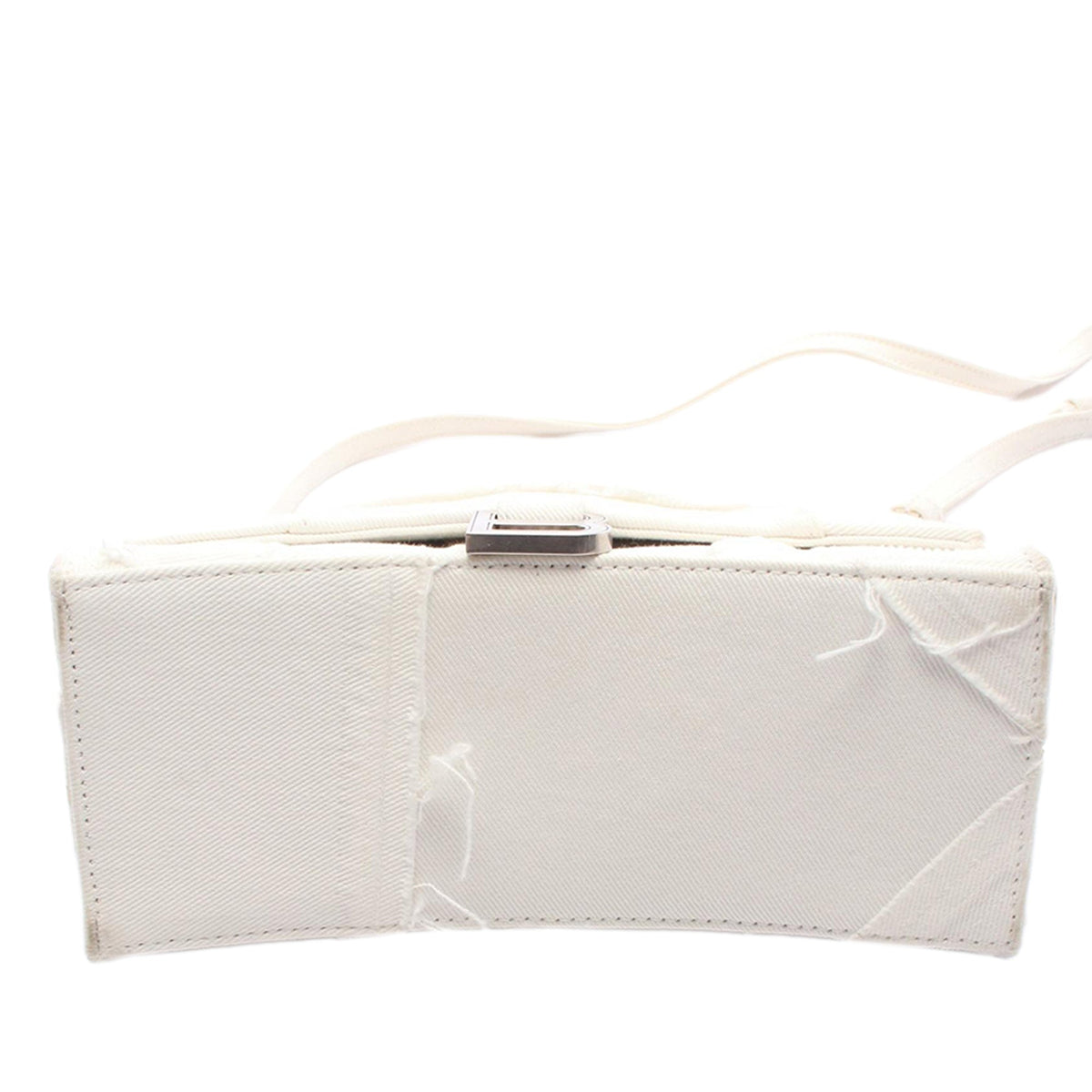 Balenciaga Small Denim Hourglass Top Handle Bag — White
