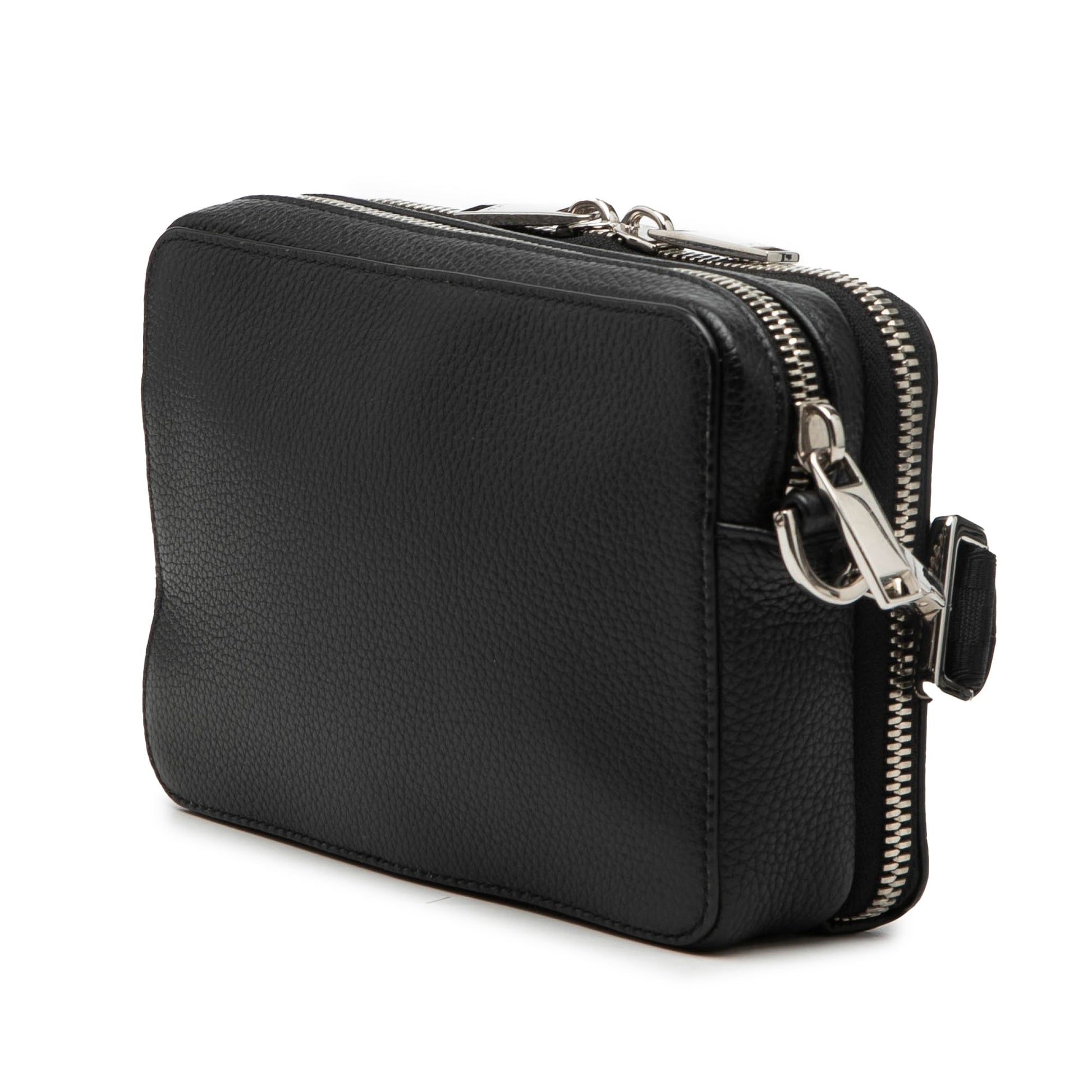 Shawn Stussy Grained Calfskin Double Zip Pouch with Strap