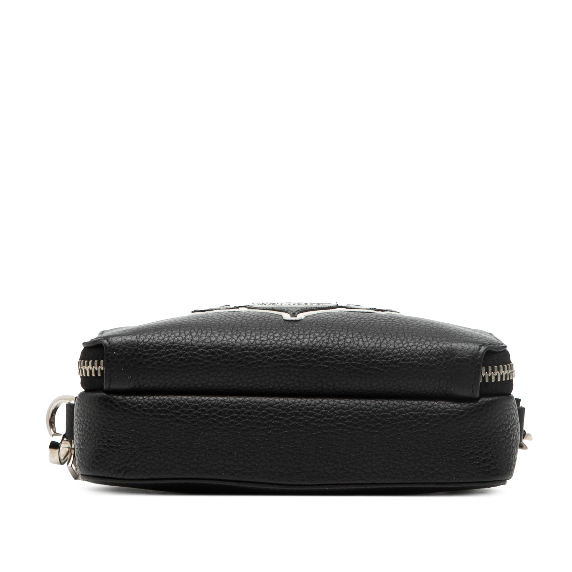Shawn Stussy Grained Calfskin Double Zip Pouch with Strap