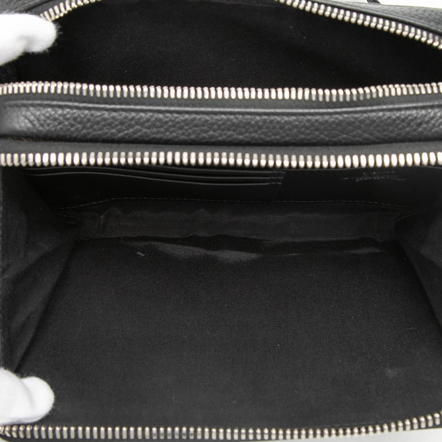 Shawn Stussy Grained Calfskin Double Zip Pouch with Strap