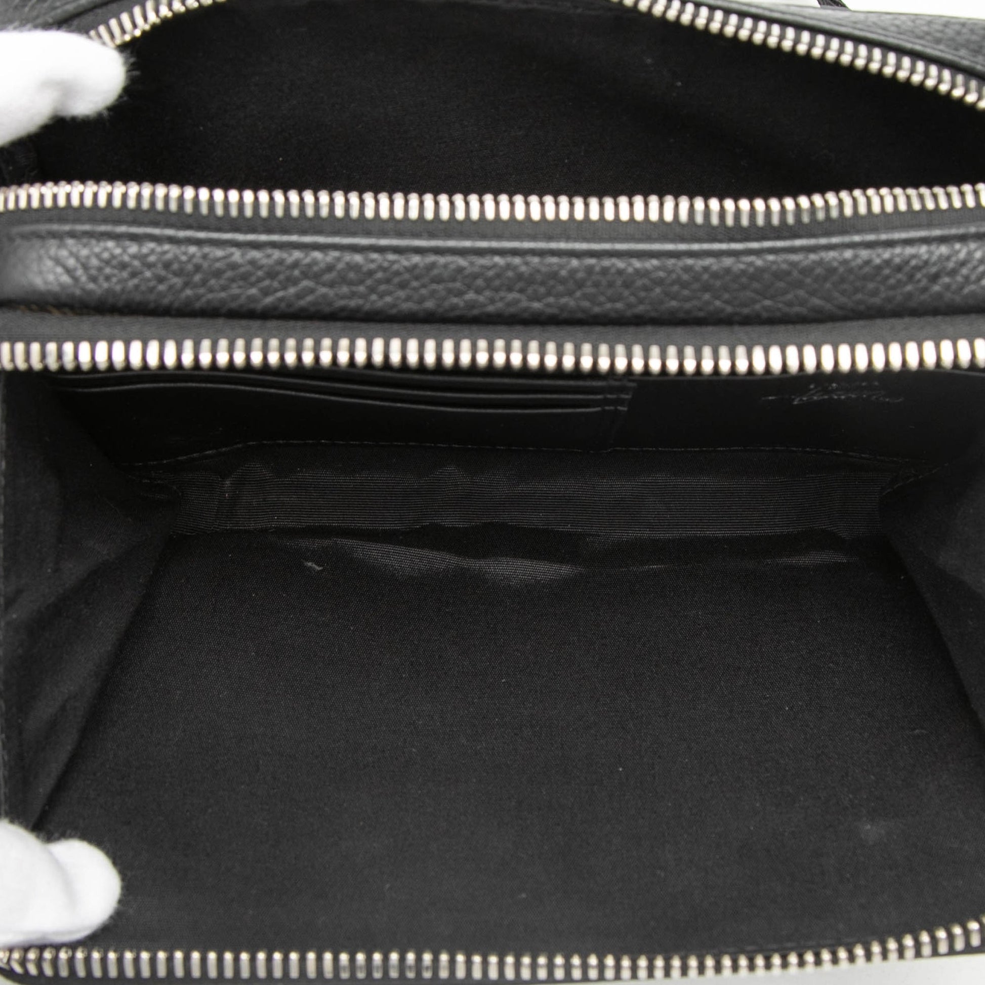 Shawn Stussy Grained Calfskin Double Zip Pouch with Strap