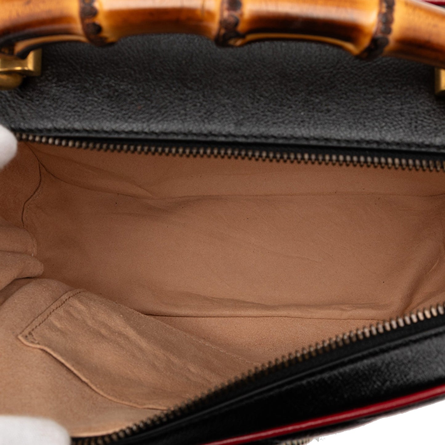 Gucci Small GG Marmont Matelasse Diagonal Leather Torchon Bamboo Satchel