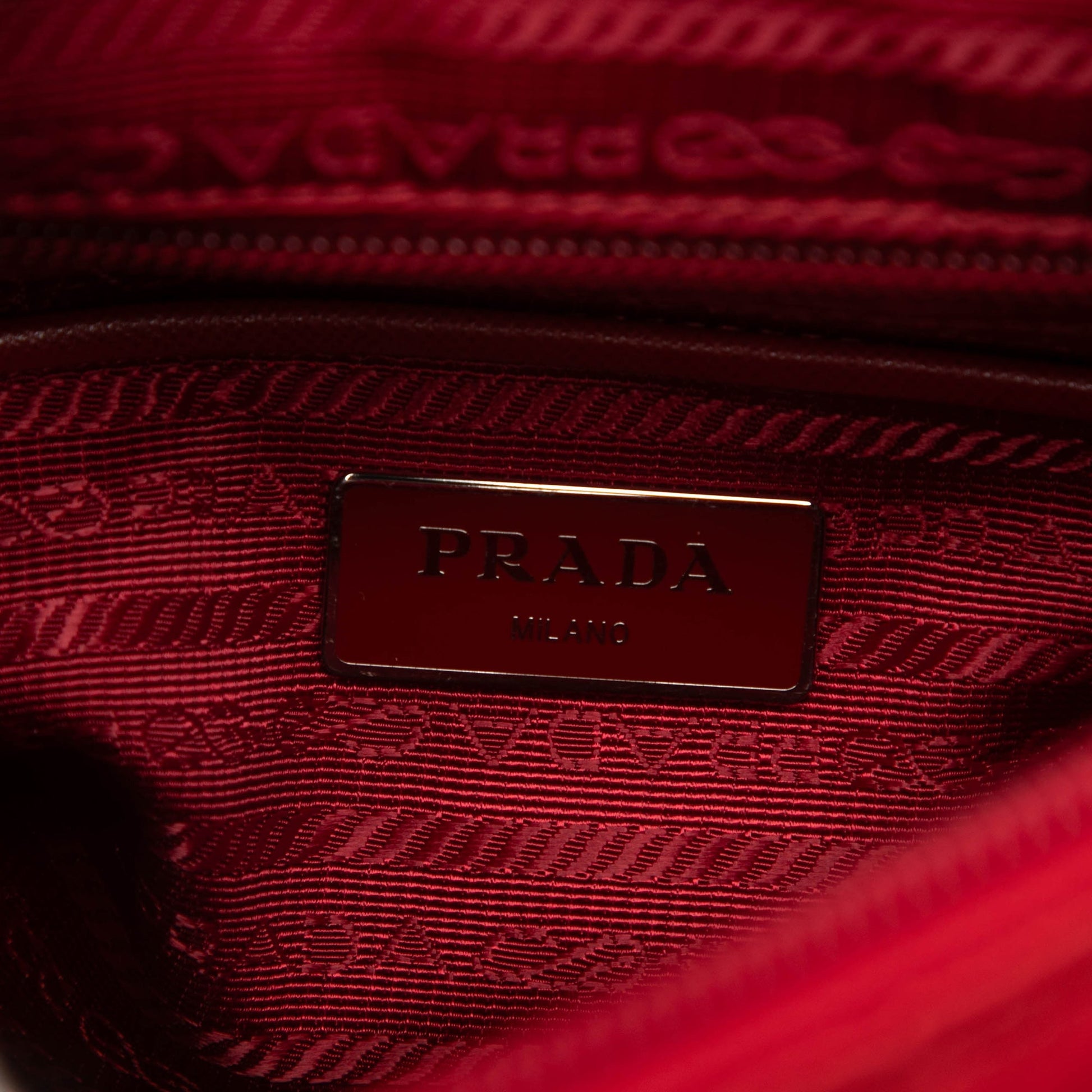 Prada Saffiano Trimmed Tessuto Zip Buckle Messenger Bag