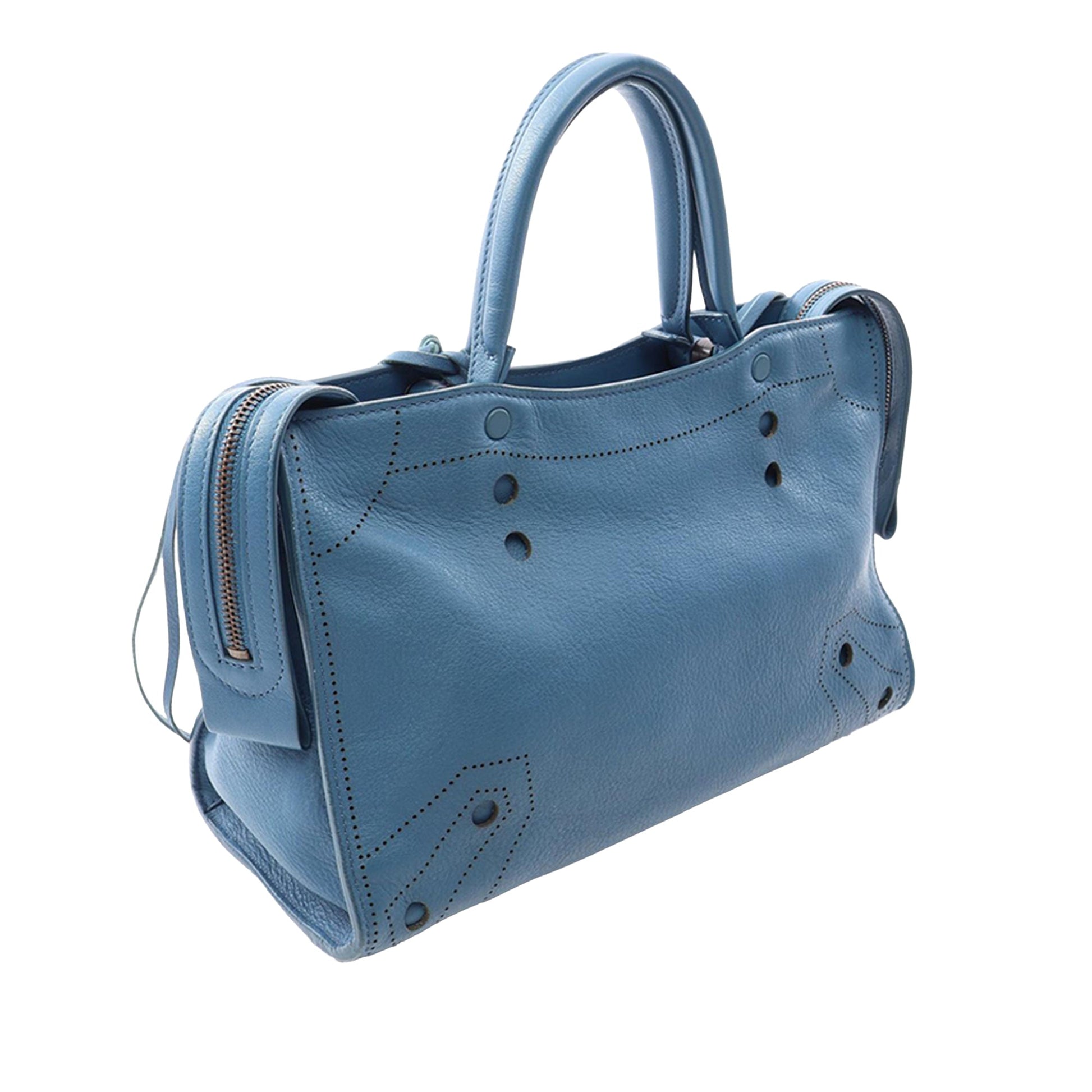 Balenciaga Calfskin Motocross Blackout City Satchel S
