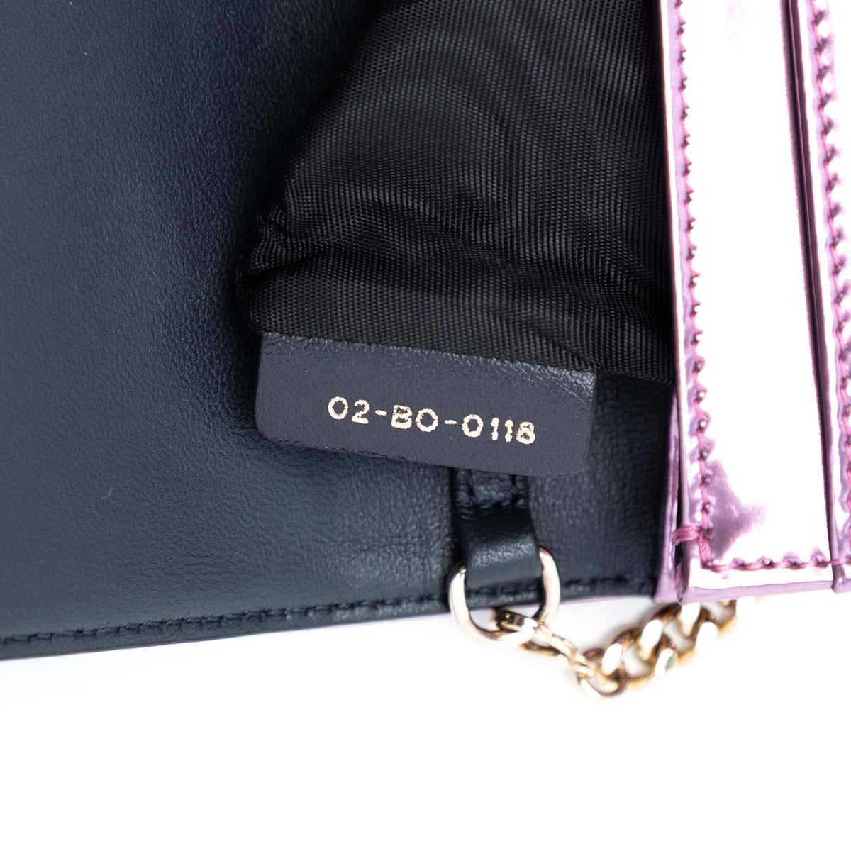 Dior Metallic Patent Microcannage Diorama Wallet on Chain — Pink