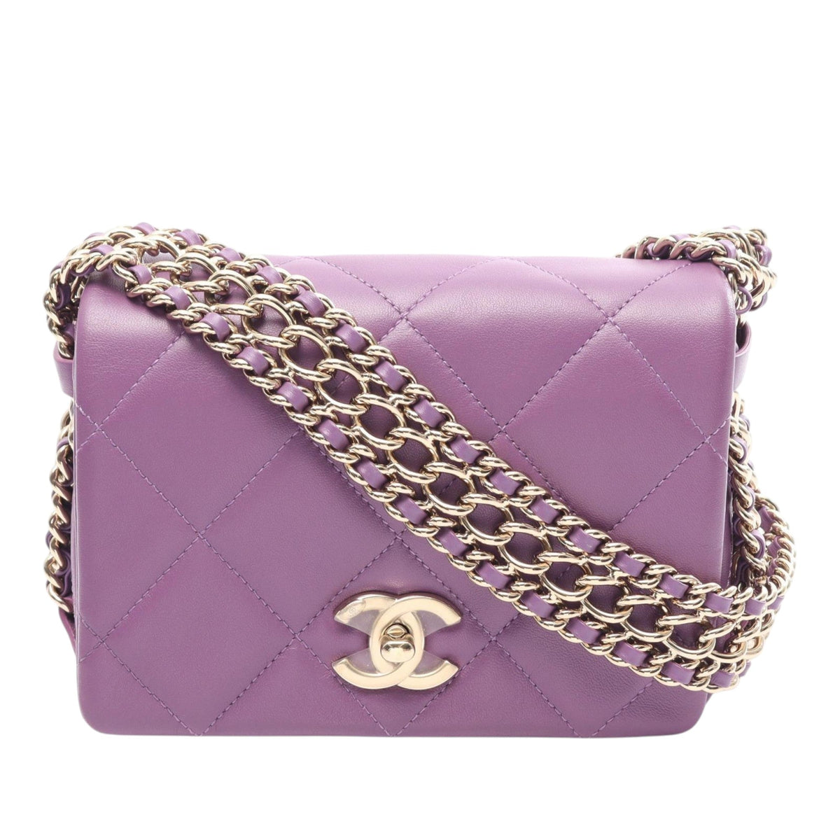 Chanel Mini Lambskin Triple Chain Full Flap