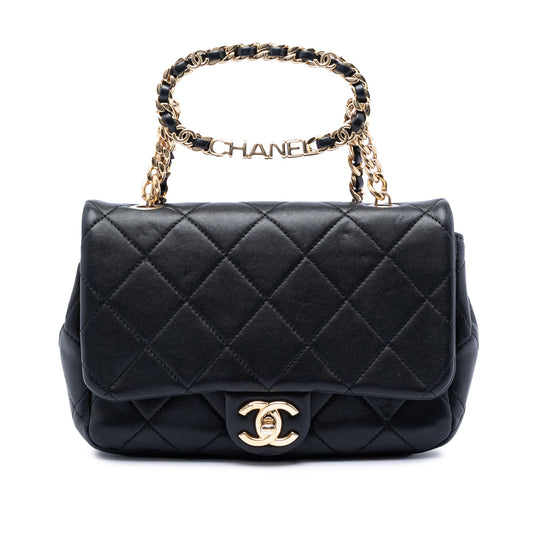 Chanel Small Quilted Lambskin Round Top Handle Flap