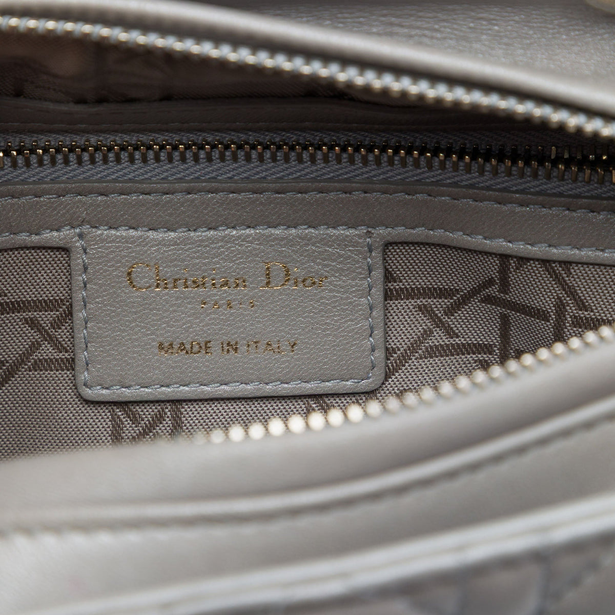 Dior Medium Pearlescent Lambskin Cannage Lady Dior