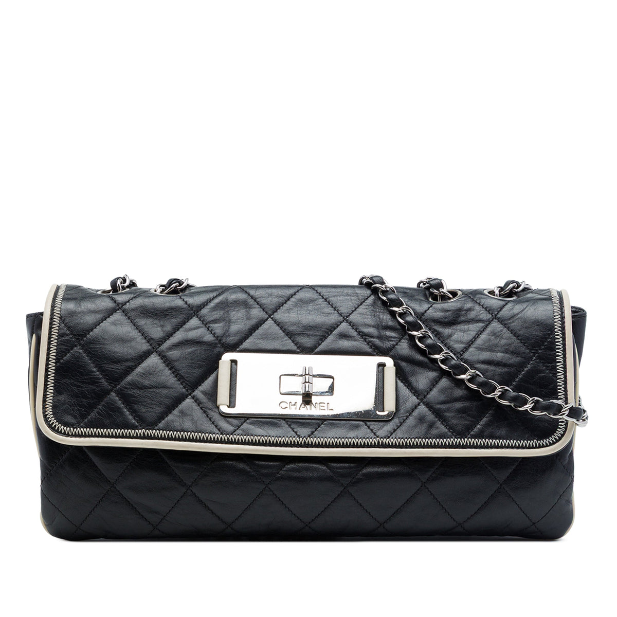 Chanel Quilted Lambskin East West Mademoiselle Flap — Black