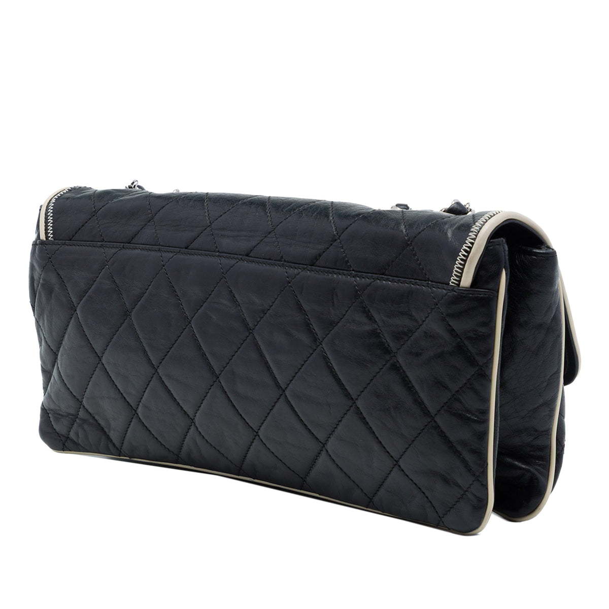 Chanel Quilted Lambskin East West Mademoiselle Flap — Black
