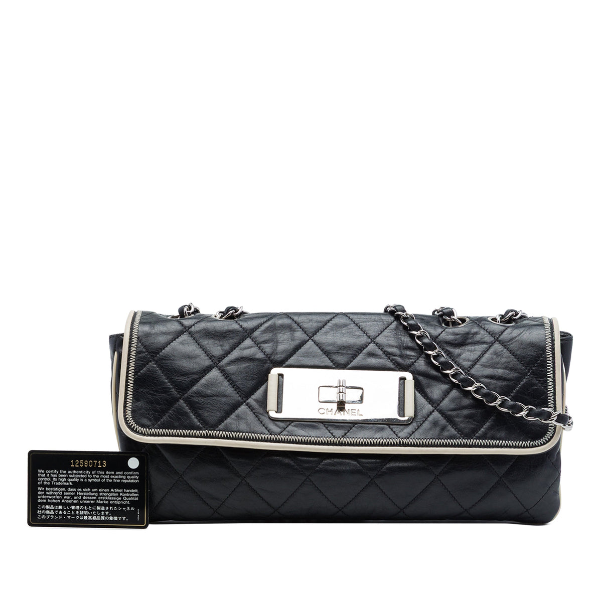 Chanel Quilted Lambskin East West Mademoiselle Flap — Black