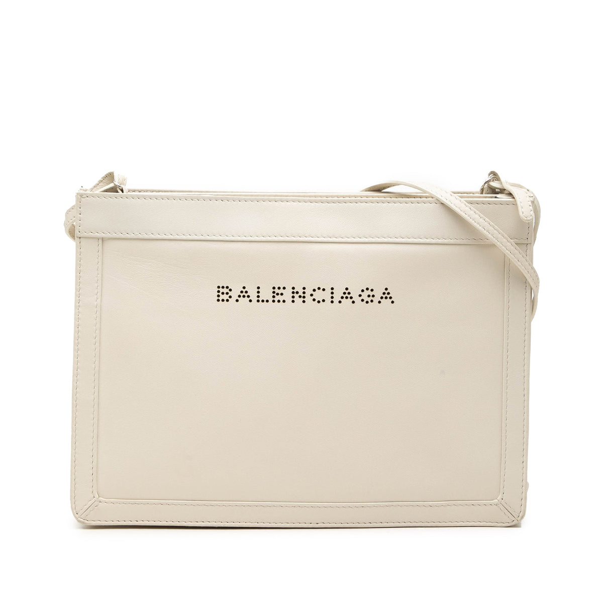 Balenciaga Leather Perforated Logo Navy Pochette Crossbody