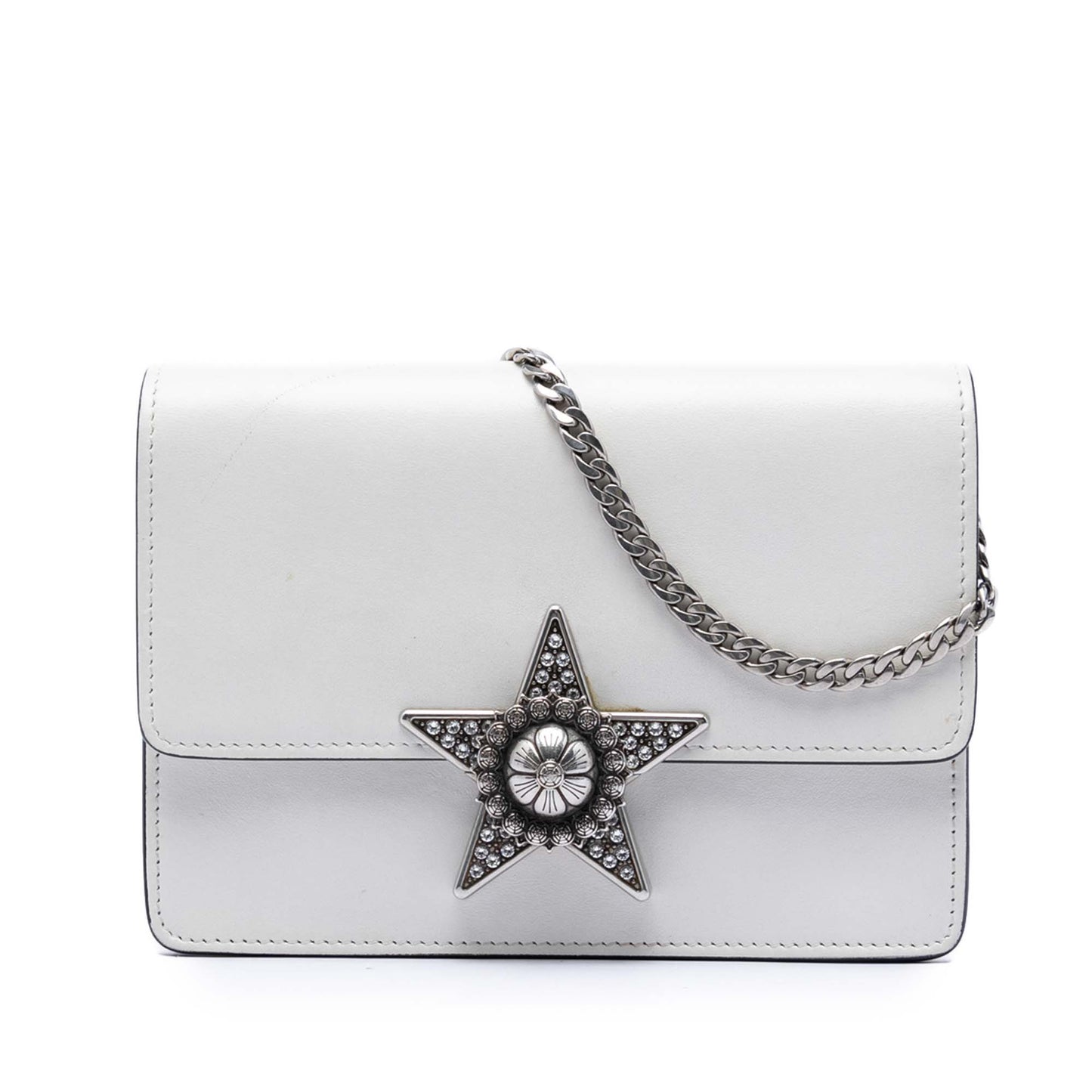 Miu Miu Smooth Leather Star Crystal Embellished Crossbody