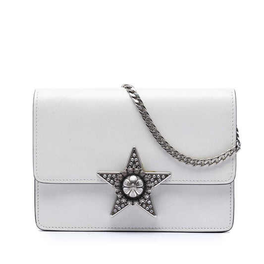 Miu Miu Smooth Leather Star Crystal Embellished Crossbody