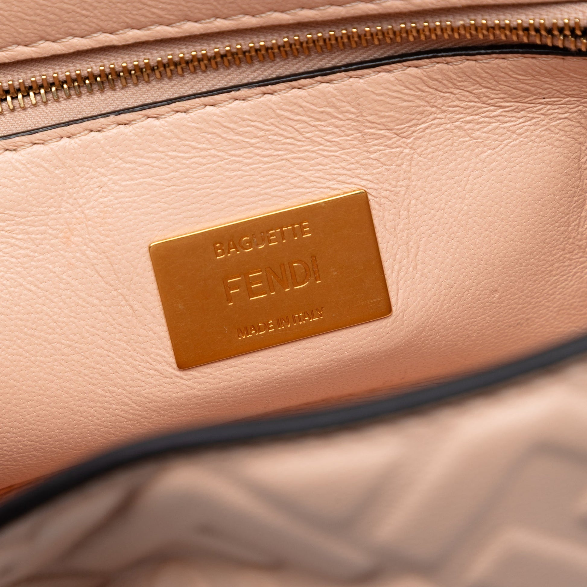 Fendi Zucca Embossed Leather Chain Midi Baguette