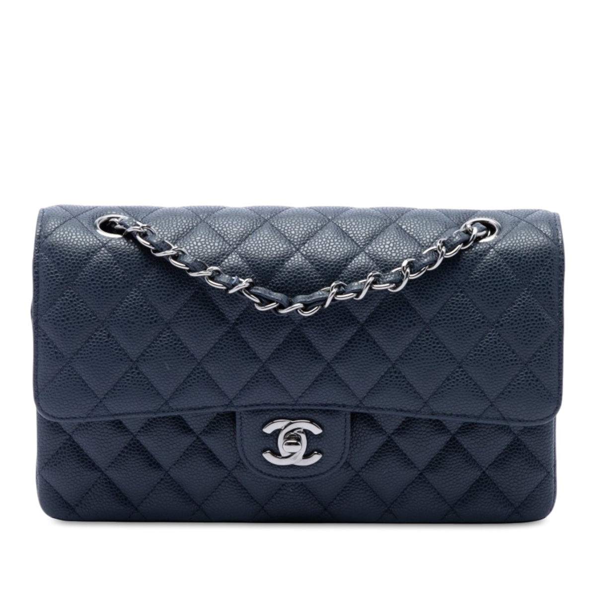 Chanel Medium Classic Caviar Double Flap — Blue