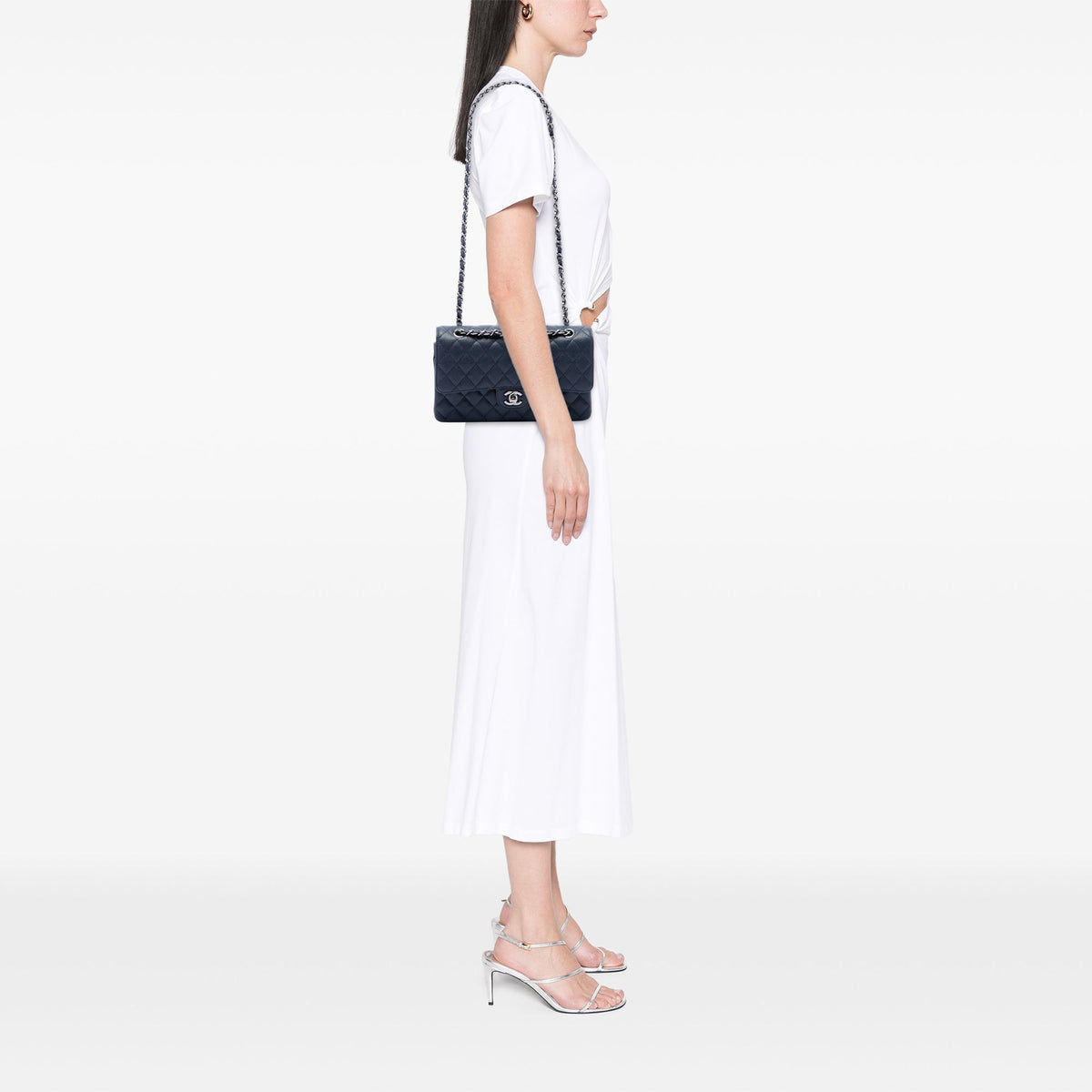 Chanel Medium Classic Caviar Double Flap — Blue