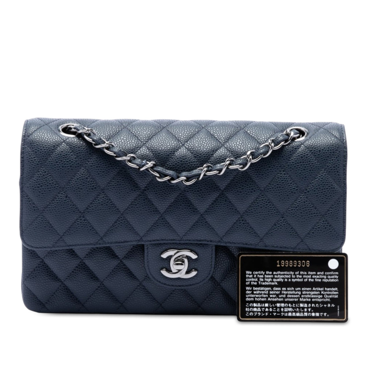 Chanel Medium Classic Caviar Double Flap — Blue