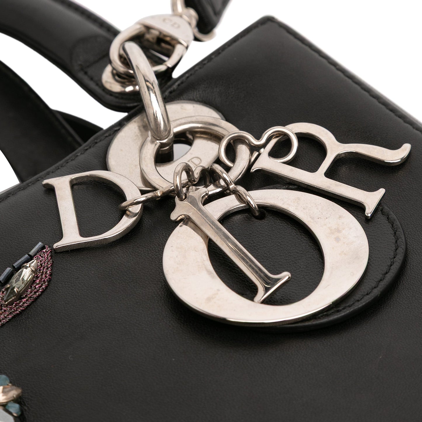 Dior Medium Smooth Calfskin Embroidered Beaded Floral Lady Dior