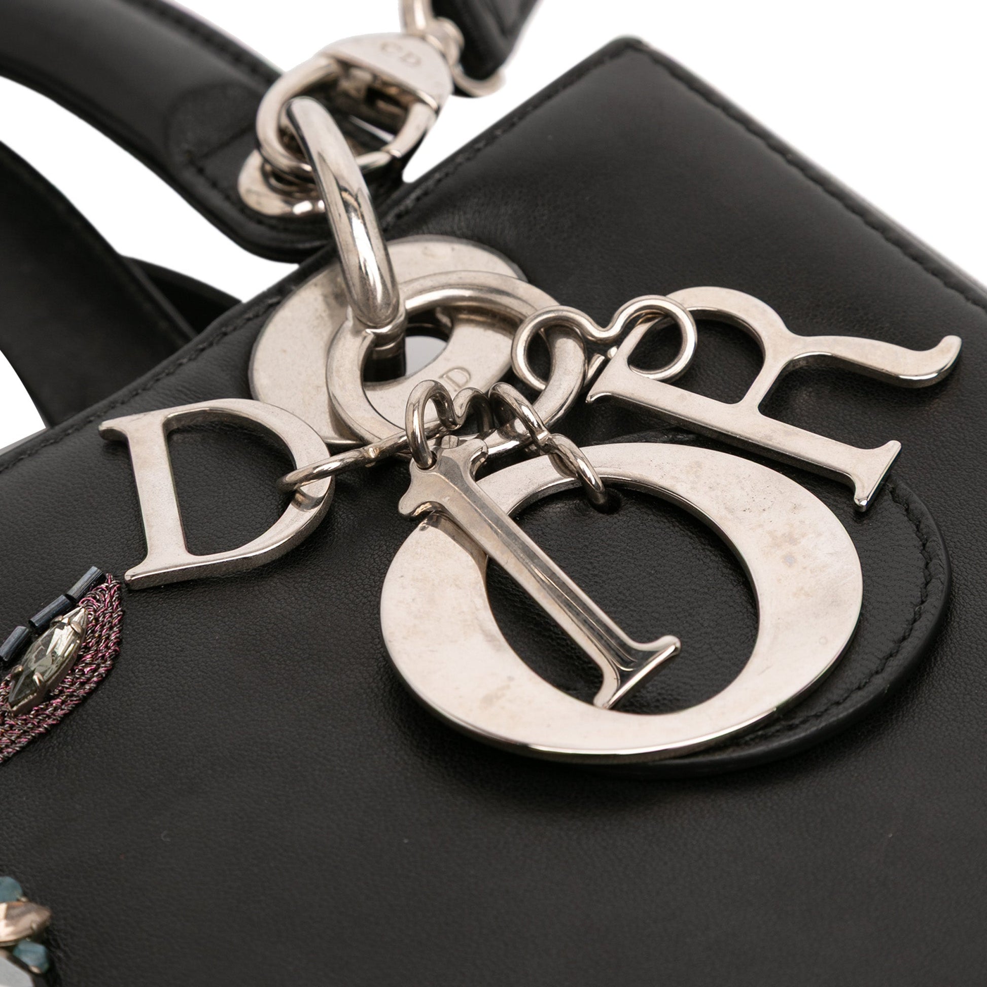 Dior Medium Smooth Calfskin Embroidered Beaded Floral Lady Dior