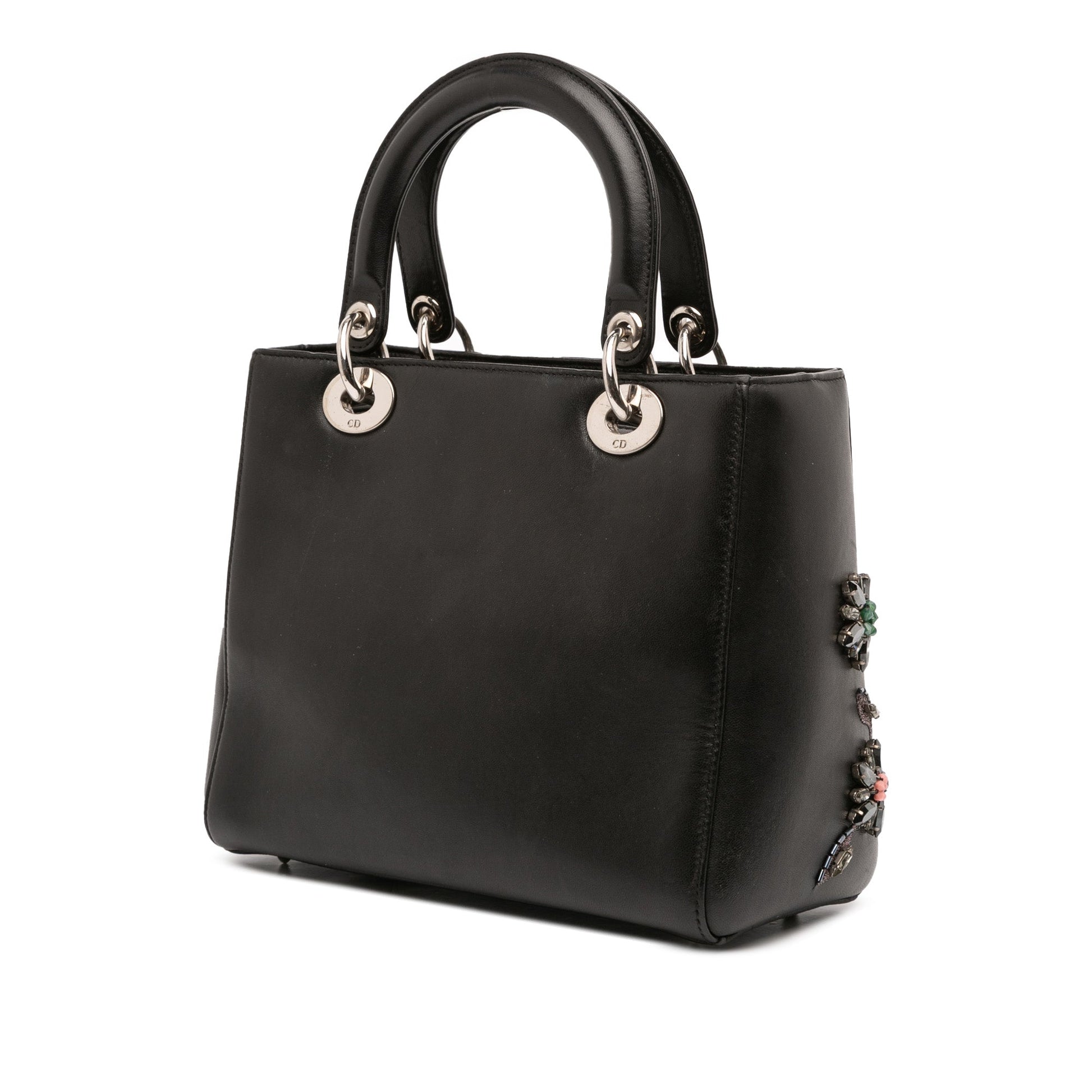 Dior Medium Smooth Calfskin Embroidered Beaded Floral Lady Dior