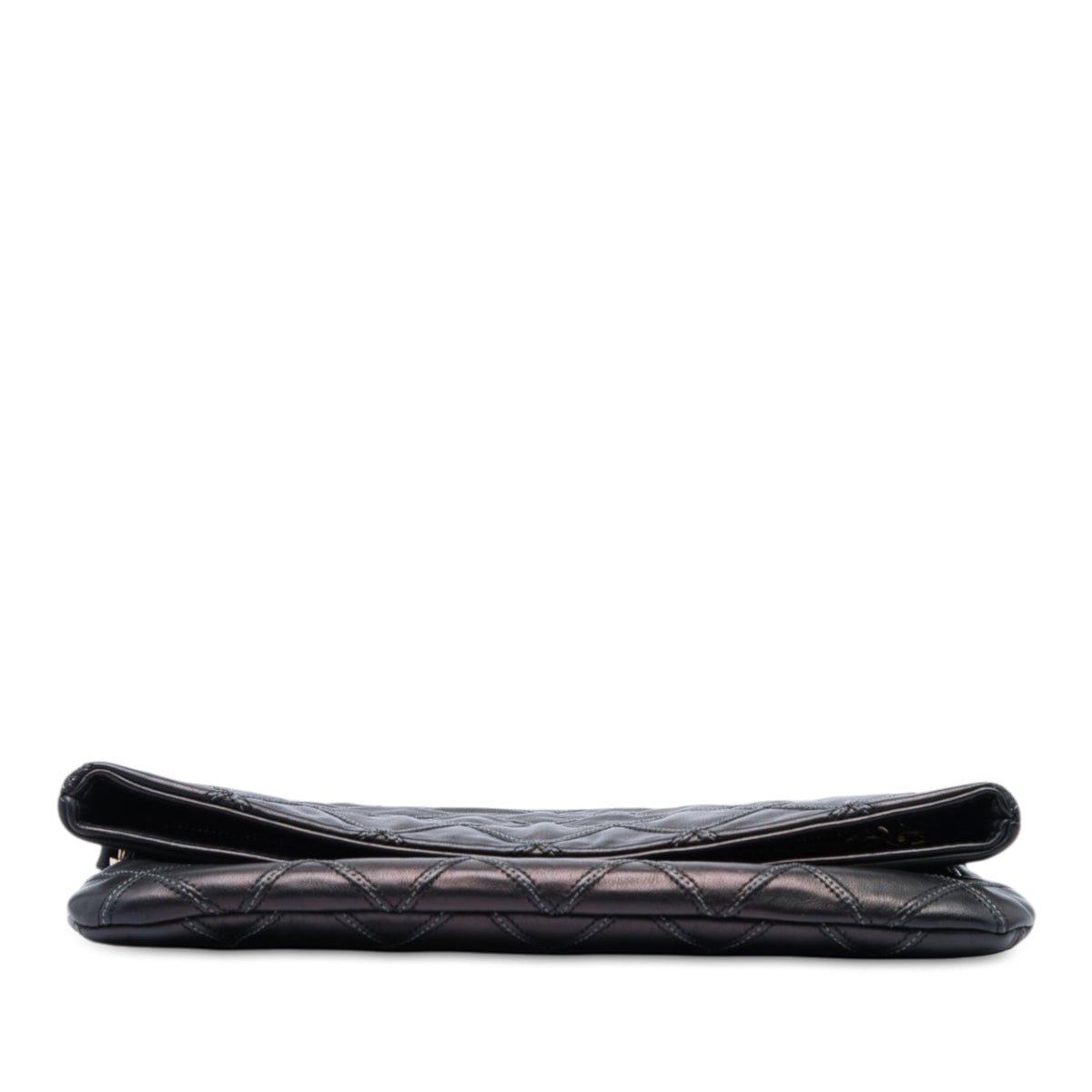 Chanel Quilted Lambskin Thin City Foldover Clutch — Black