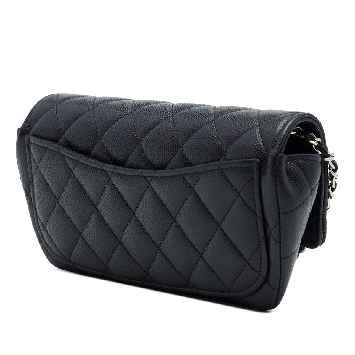 Chanel CC Quilted Caviar Sunglasses Case with Chain — Black
