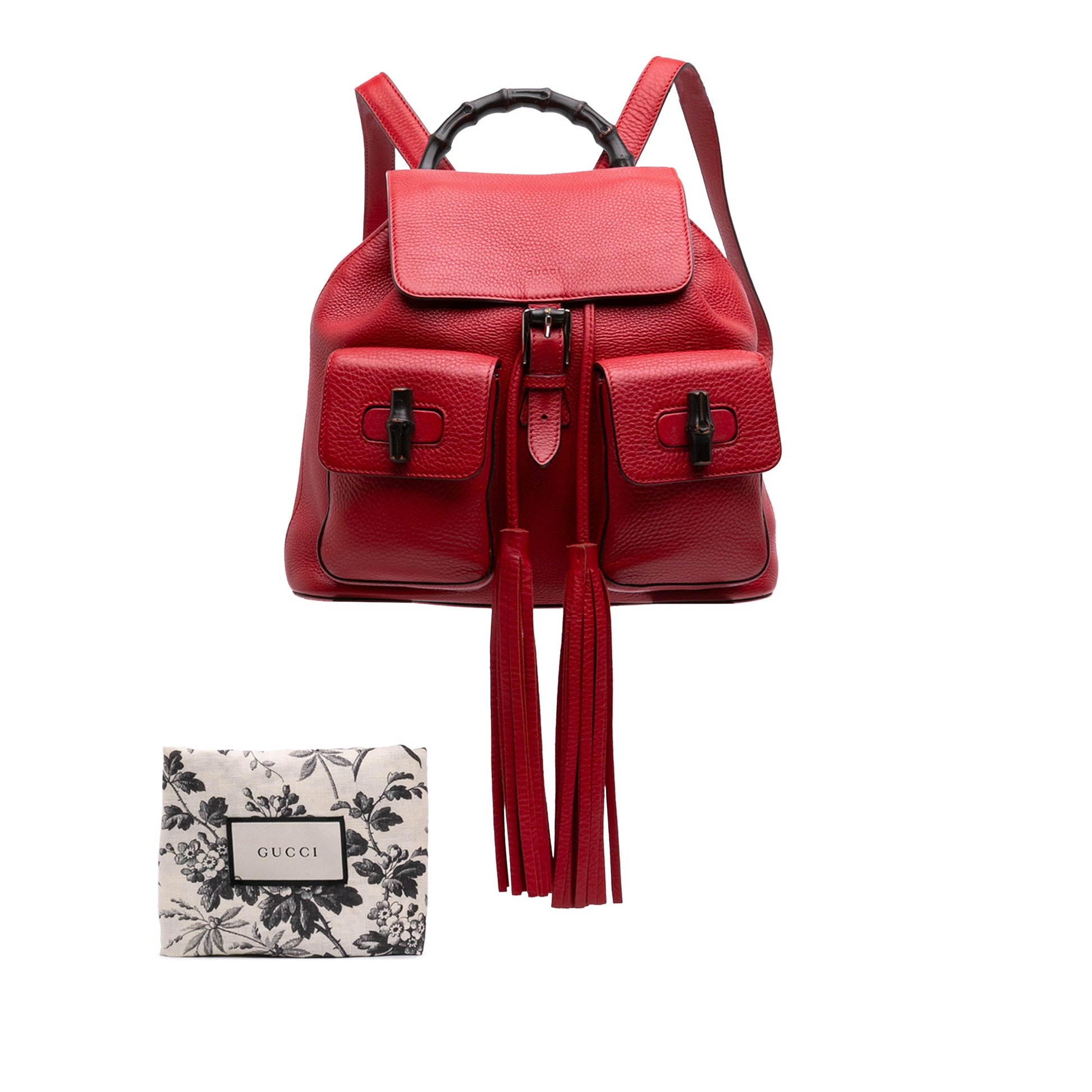 Gucci Calfskin Bamboo Tassel Drawstring Backpack