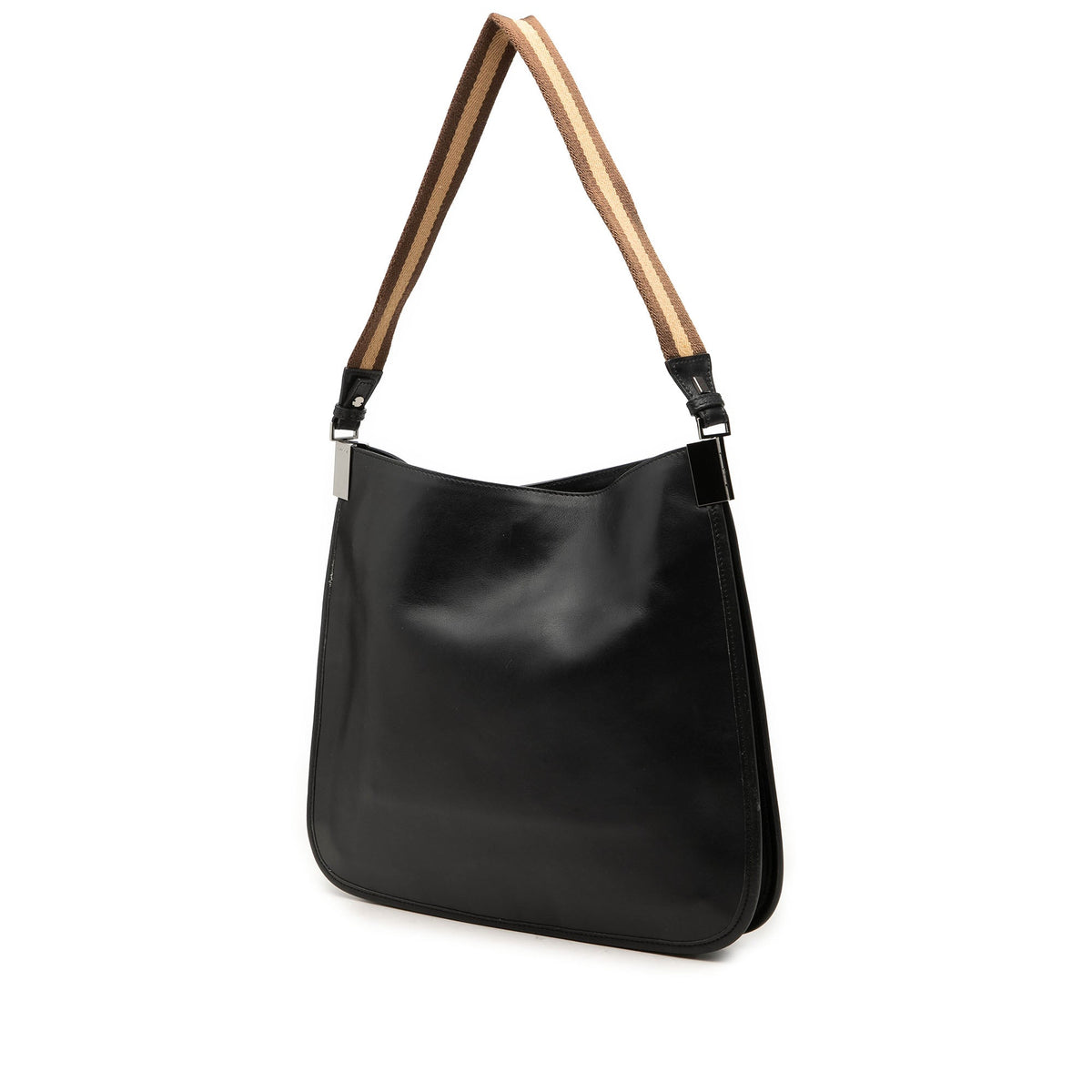 Gucci Calfskin Web Shoulder Bag — Black
