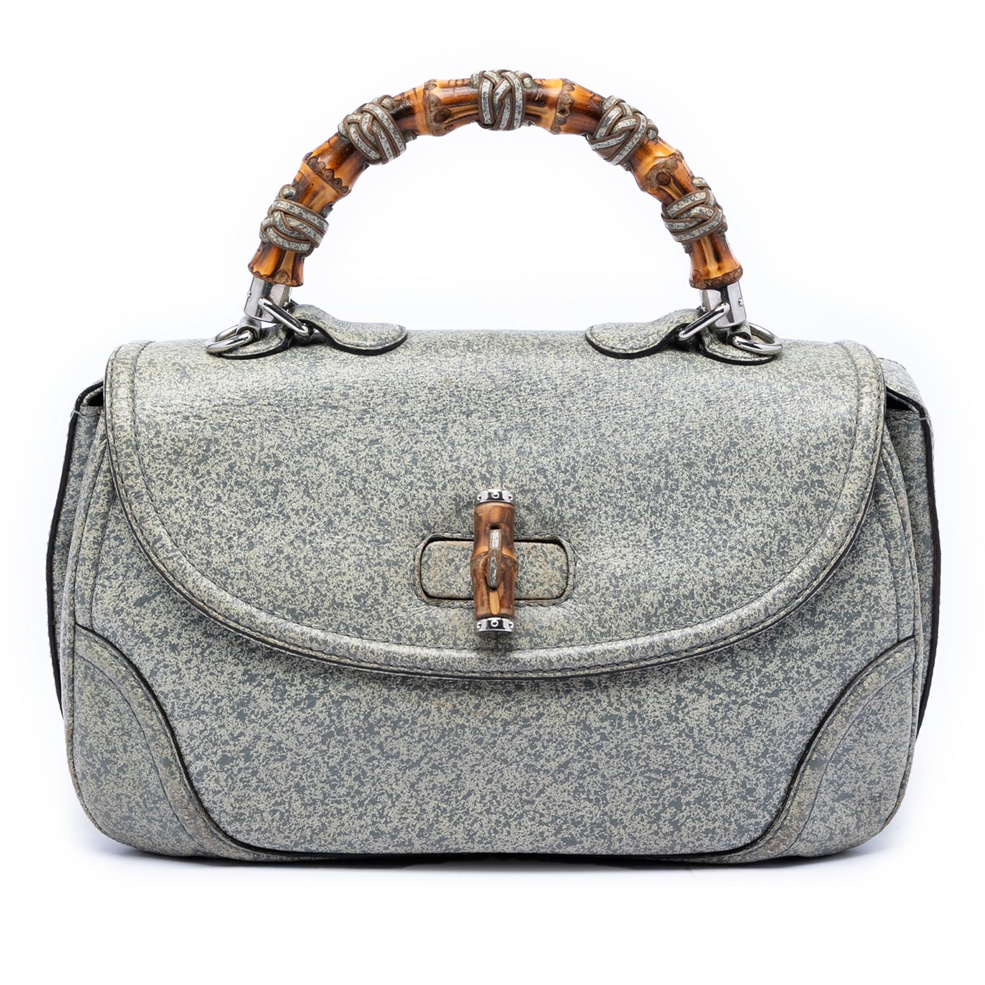 Gucci Large Speckled Leather New Bamboo Top Handle Bag