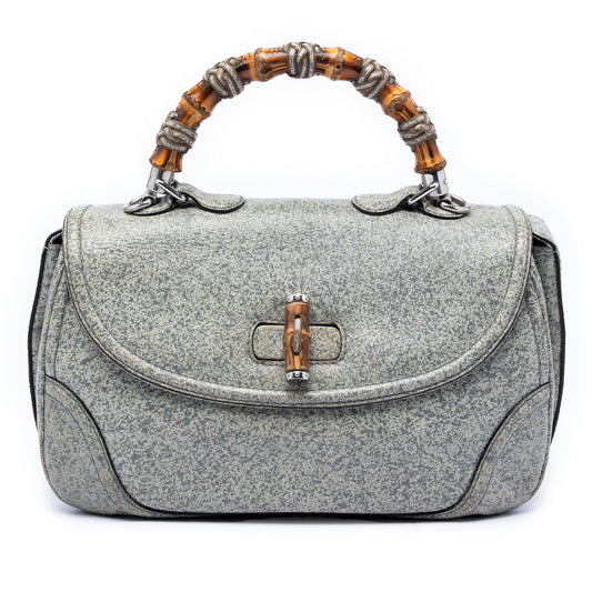 Gucci Large Speckled Leather New Bamboo Top Handle Bag