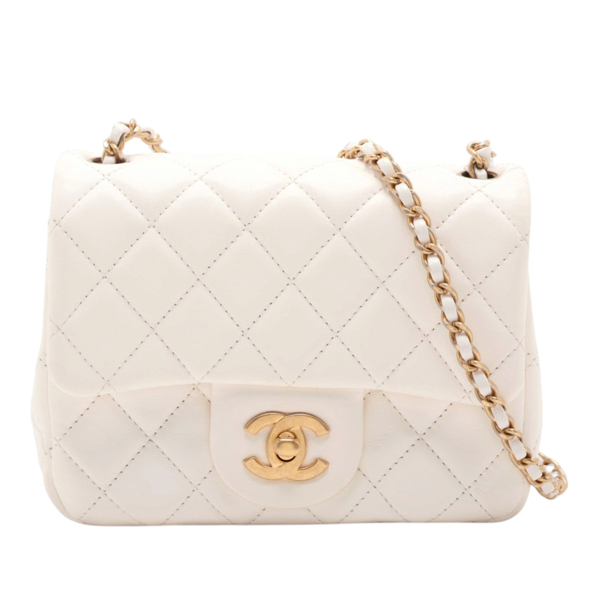 Chanel Mini Square Classic Lambskin Single Flap — White