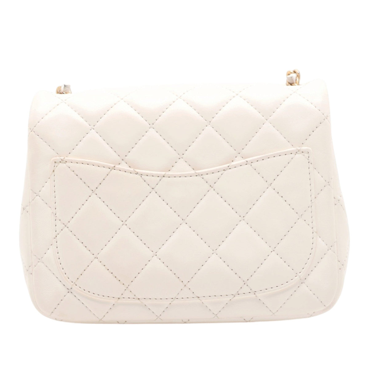 Chanel Mini Square Classic Lambskin Single Flap — White