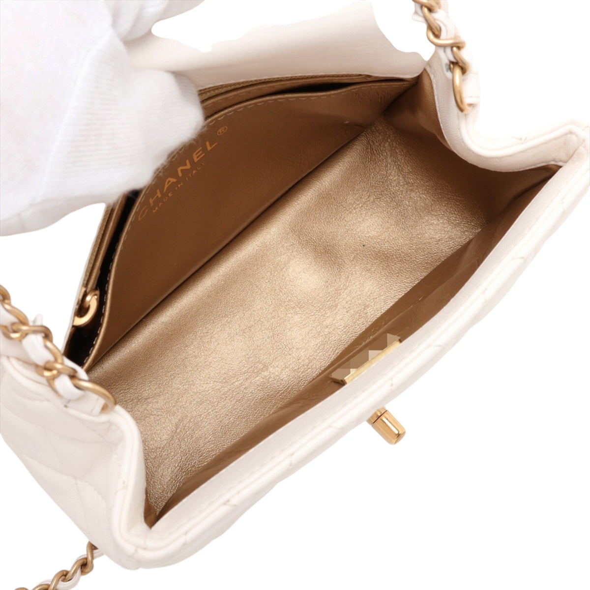 Chanel Mini Square Classic Lambskin Single Flap — White