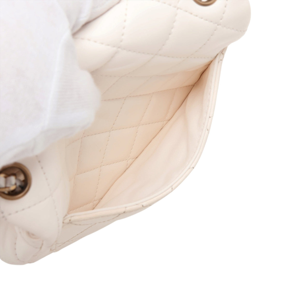 Chanel Mini Square Classic Lambskin Single Flap — White