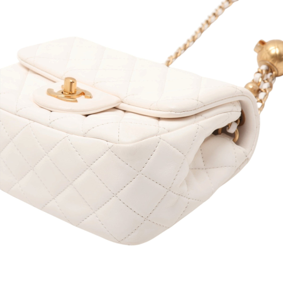 Chanel Mini Square Classic Lambskin Single Flap — White