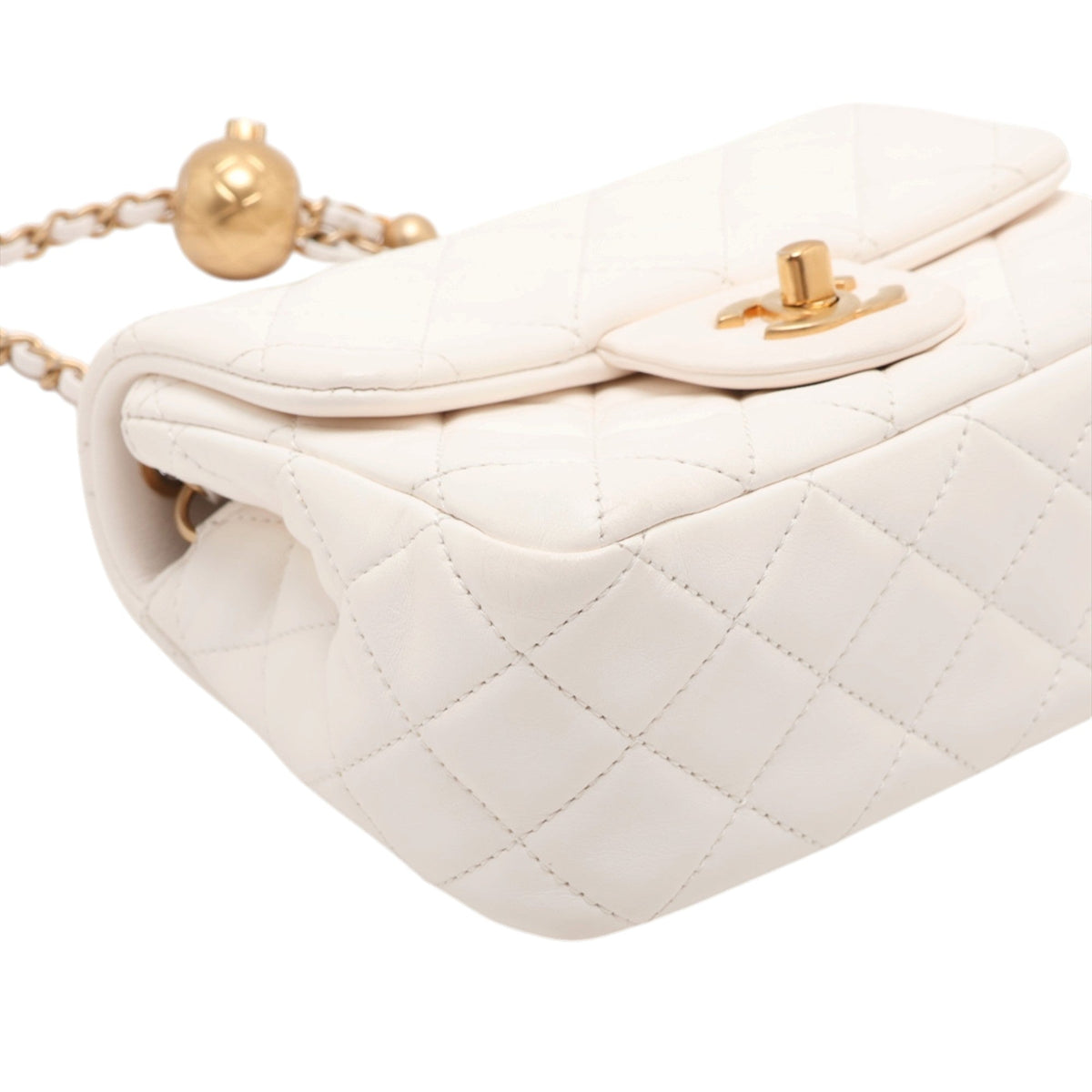 Chanel Mini Square Classic Lambskin Single Flap — White