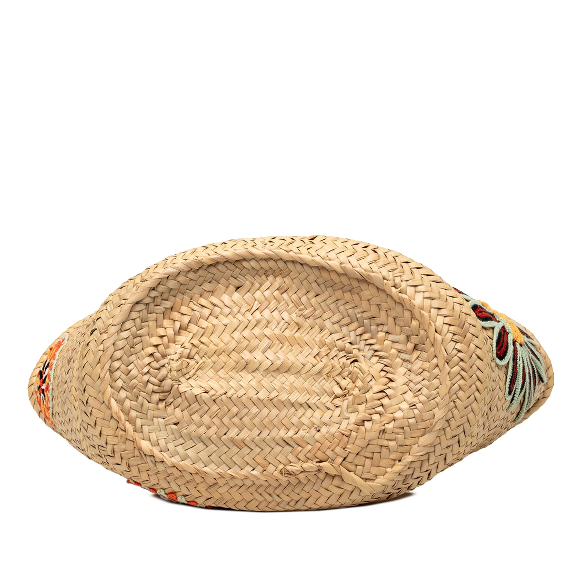 LOEWE Large Floral Embroidered Raffia Basket Tote