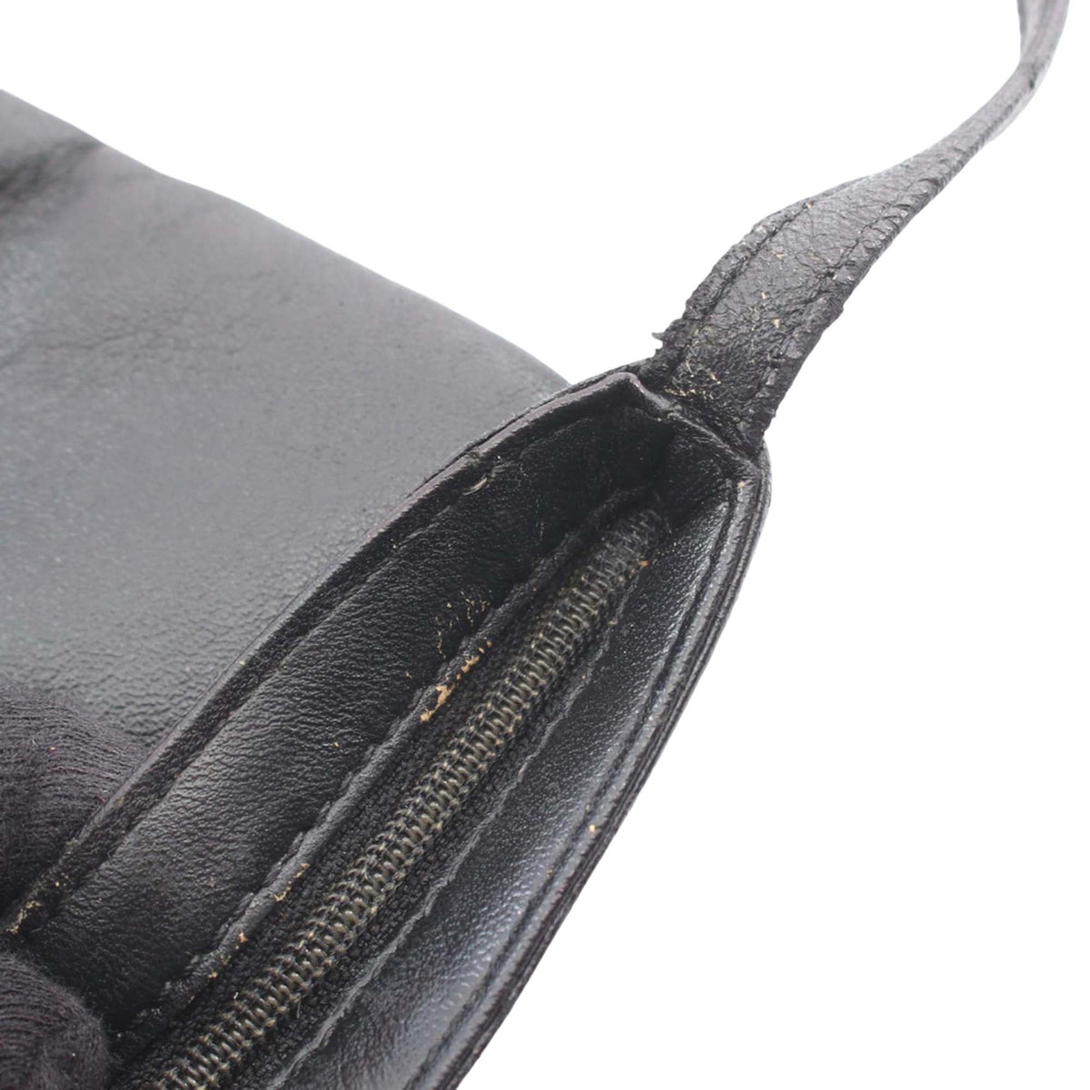 LOEWE Leather Anagram Flat Crossbody — Black