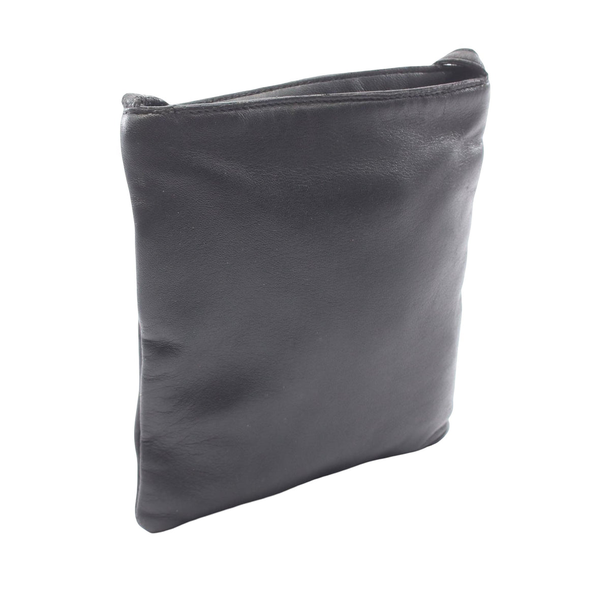LOEWE Leather Anagram Flat Crossbody — Black