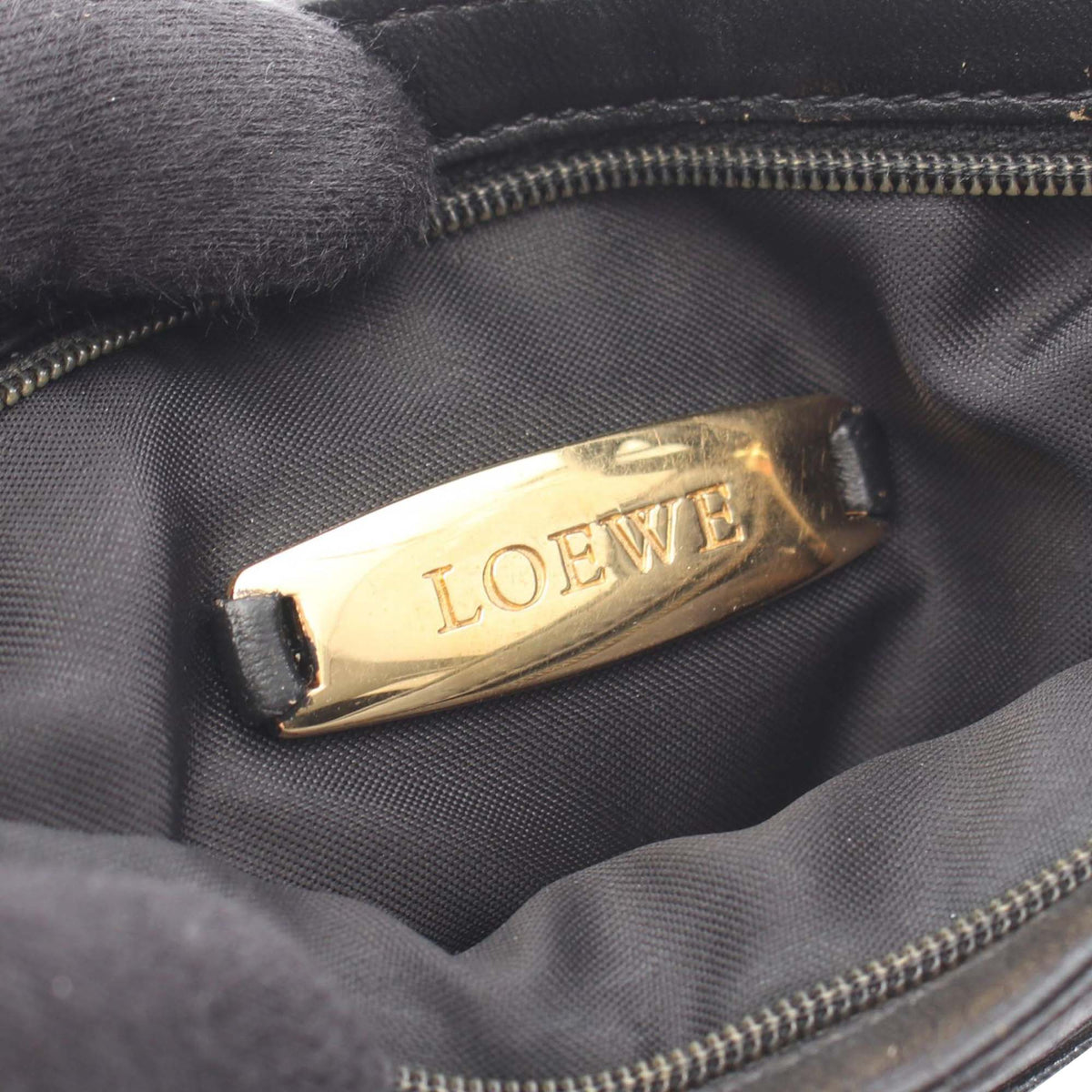 LOEWE Leather Anagram Flat Crossbody — Black