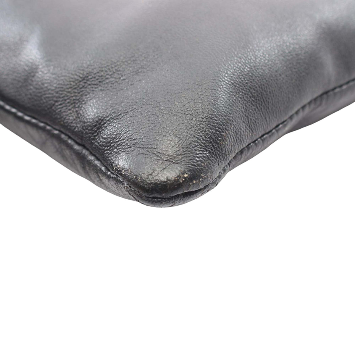 LOEWE Leather Anagram Flat Crossbody — Black